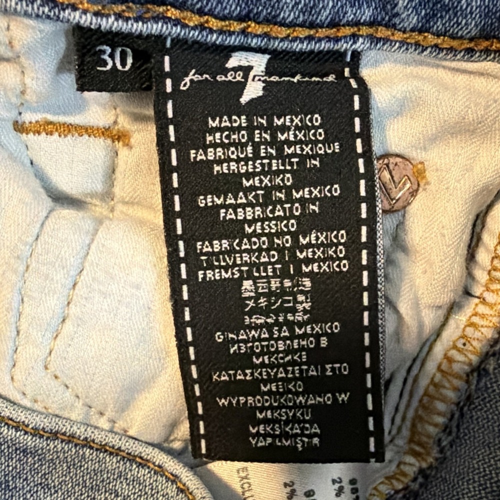 7 For All Mankind Women's Skinny Jeans Light Wash Blue Denim Stretch Size 30 - Picture 8 of 9